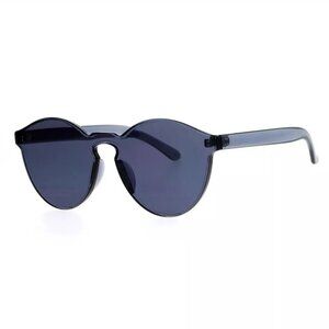 UV400 Rimless Flat Lens Sunglasses One Thick Translucent Round Lens Frame